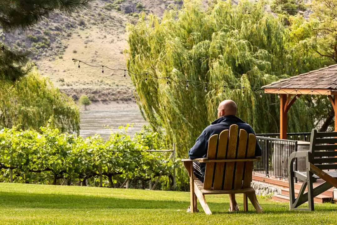 Chris enjoying the morning views from the vineyard.