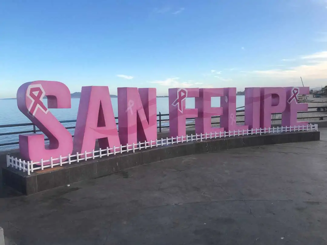 Pink sign in San Felipe