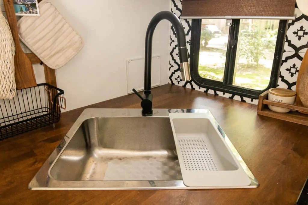 Residential sink and faucet in. anRV