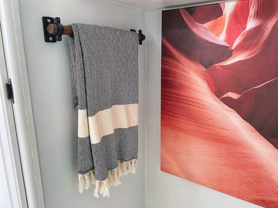 DIY wood dowel towel rack