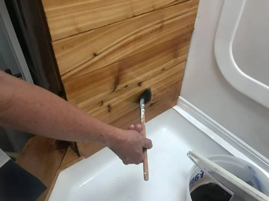 Waterproofing the cedar planks in the shower