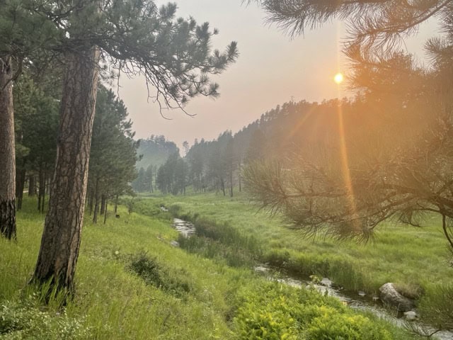 sunset over creek